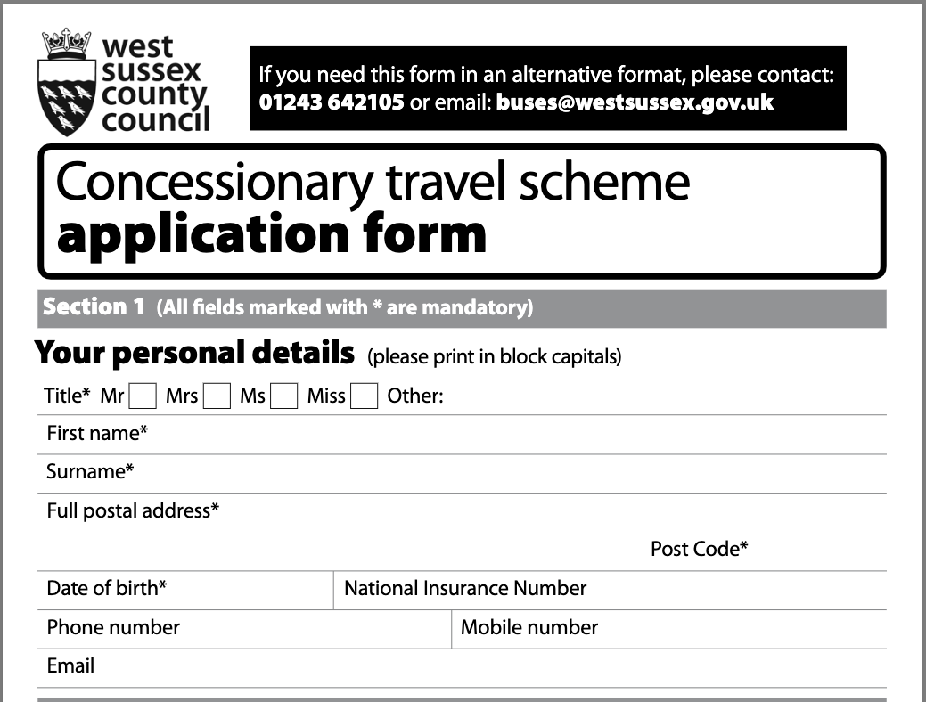 Certificates and Forms - Bus Pass Application