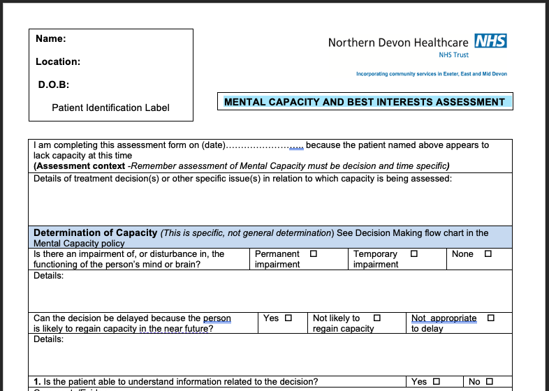 Certificates and Forms - Health assessment advisory form