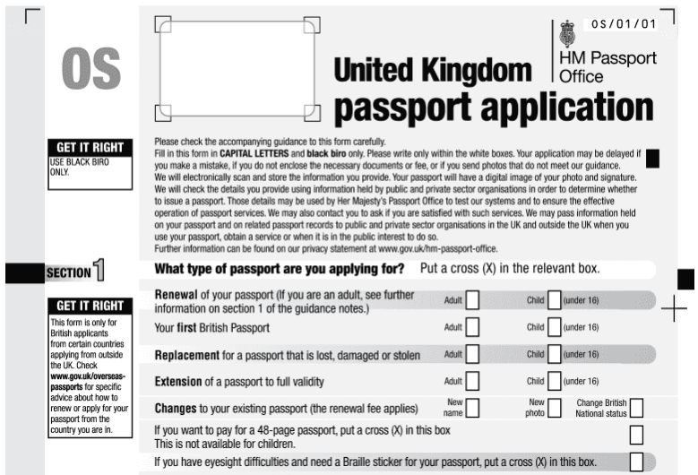 Certificates and Forms - Passport Application/Driving Licence Form