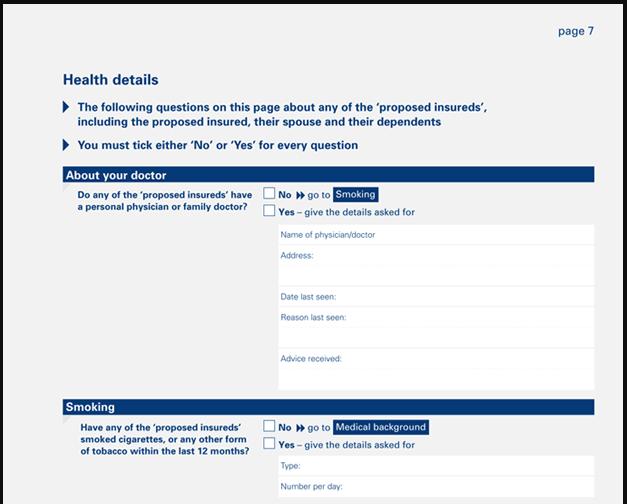 Medical Report - Additional Questions for Life Assurance