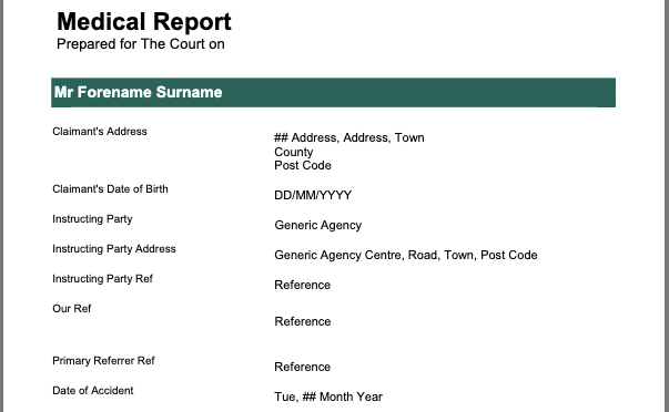 Medical Report - Detailed Written Report, no exam (30 min)