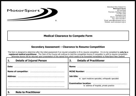 Medical Report - Full Motor Sport Medical