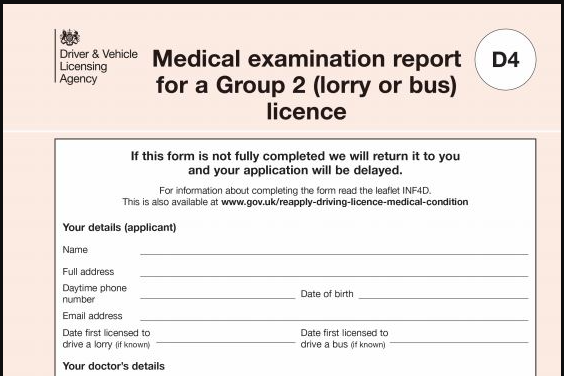 Medical Report - HGV Medical (D4, Lorry, Bus, Minibus)