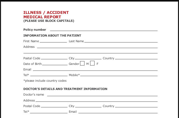 Medical Report - Pro Forma Report No Examination