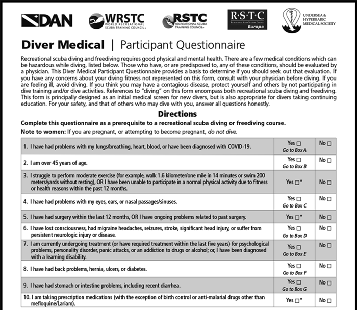 Medical Report - Sports Dive Medical (PADI)