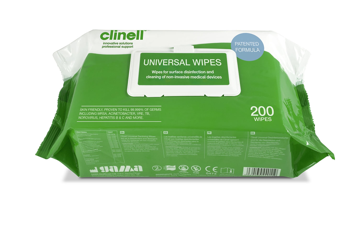 Wipes, Universal Sanitising, Extra Large 220 x 280mm, Clinell, 200pk