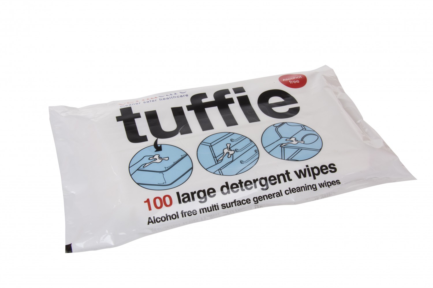 Wipes, Vernacare Tuffie Detergent non-alcoholic, non-disinfectant, detergent multi-surface wipes, 100pk