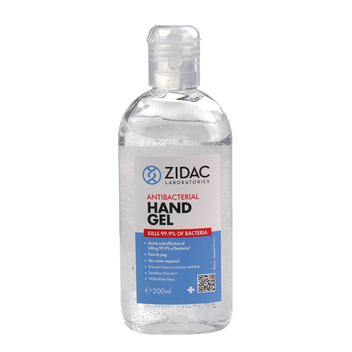 Hand Sanitiser, Gel, 70% Alcohol, Antibacterial, Hospital Grade, Zidac, Each